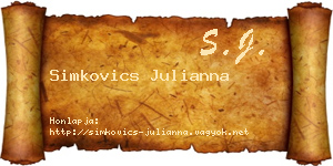 Simkovics Julianna névjegykártya